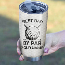 Load image into Gallery viewer, Best Dad By Par Black American Flag Custom Tumbler Cup personalized father&#39;s day golf gifts for dad NQS9868