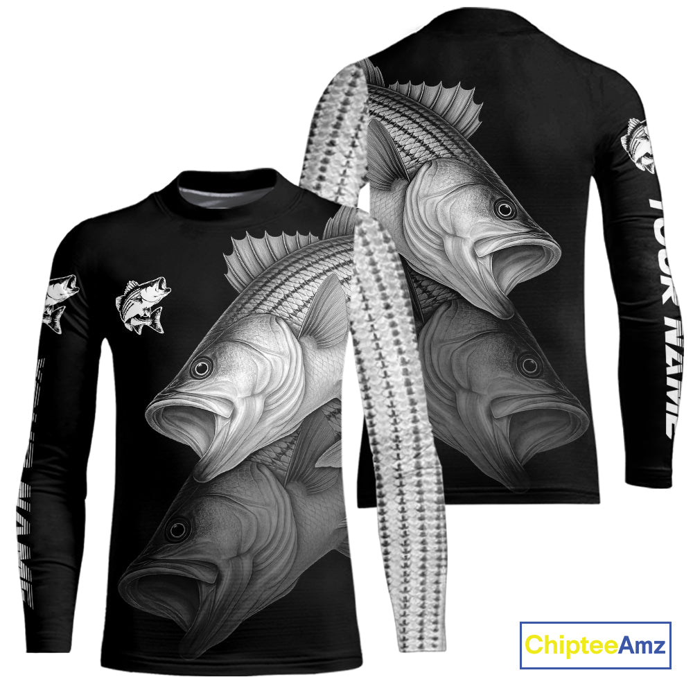 Striped Bass performance Fishing Shirts Custom Striper Fishing Long Sleeve Tournament Fishing Shirts NQS10113