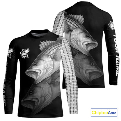 Striped Bass performance Fishing Shirts Custom Striper Fishing Long Sleeve Tournament Fishing Shirts NQS10113
