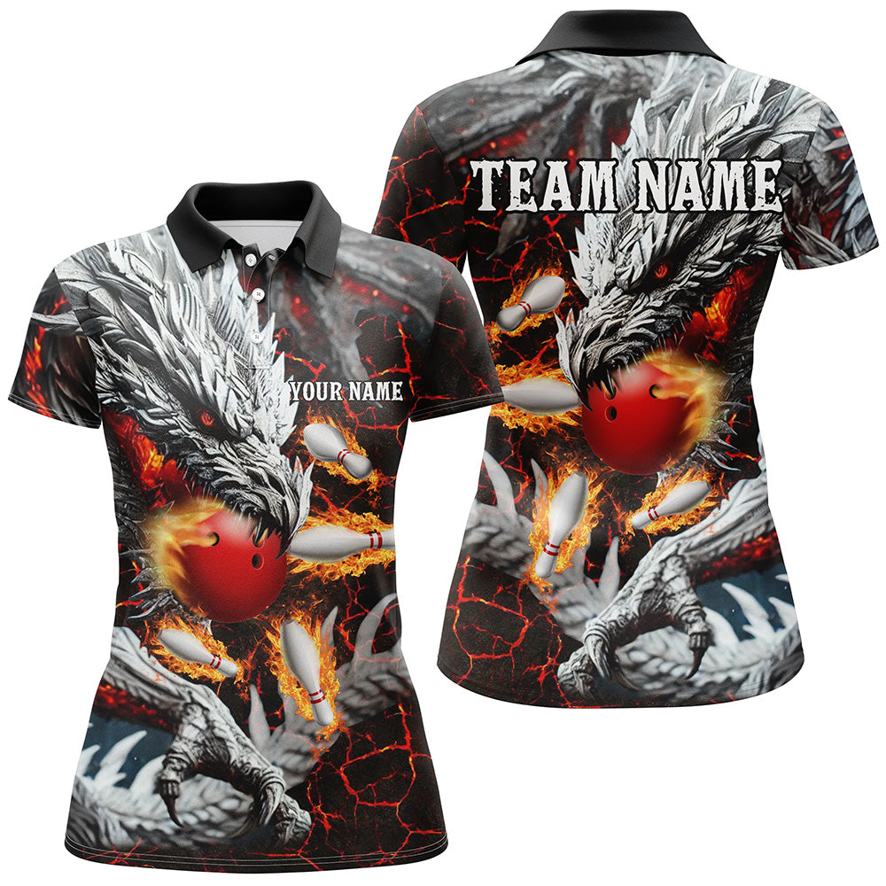 Red Magma texture Custom Dragon Flame Bowling Team Shirts Women Bowling League Jerseys Bowler Outfit NQS8252