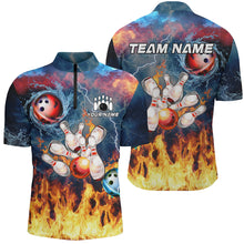 Load image into Gallery viewer, Water fire lightning thunder Bowling Polo, Quarter zip Shirt For Men custom bowling team jerseys NQS8464