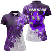 Load image into Gallery viewer, Purple Camo Flame Bowling Polo, Quarter Zip Shirts For Women Custom Bowling Team Jersey Outfits NQS8704