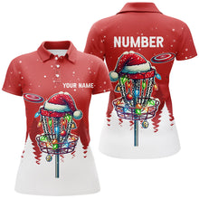 Load image into Gallery viewer, Christmas Women disc golf polo shirts custom Christmas disc golf basket Disc golf jerseys NQS8940