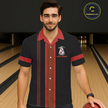 Load image into Gallery viewer, Black and Red ufo alien Retro Bowling Hawaiian shirt Custom Bowling Team button up shirt NQS11463