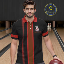 Load image into Gallery viewer, Black and Red ufo alien Retro Bowling Polo, Quarter Zip Shirts for men Custom Bowling Team Jersey NQS11463