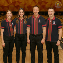 Load image into Gallery viewer, Black and Red ufo alien Retro Bowling Polo, Quarter Zip Shirts for men Custom Bowling Team Jersey NQS11463