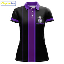 Load image into Gallery viewer, Black and Purple ufo alien Retro Bowling Polo, Quarter Zip Shirt for Women Custom Bowling Team Jersey NQS11464