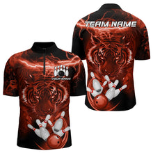 Load image into Gallery viewer, Personalized Red Lightning Thunder Storm Tiger Bowling Shirts For Men Custom Bowling Team Jerseys NQS9683