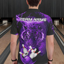 Load image into Gallery viewer, Personalized Purple Lightning Thunder Storm Tiger Bowling Shirts For Men Custom Bowling Team Jerseys NQS9684
