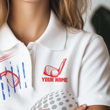 Load image into Gallery viewer, Red, White and Blue American Flag Golf Polo Shirt For Women Custom Patriotic Golf Shirts Golfer Outfit NQS9690