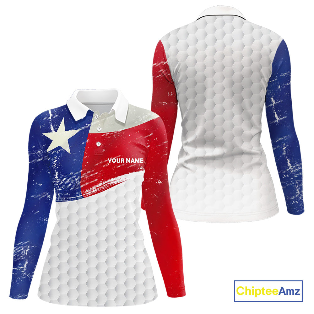 Women golf polo shirts Texas flag patriotic custom ladies golf shirts, gift for the golfers NQS9968