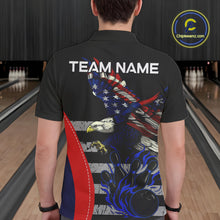 Load image into Gallery viewer, Eagle American Flag Custom Flame Bowling Team Shirts For Men, Patriotic Bowling Uniform NQS9971