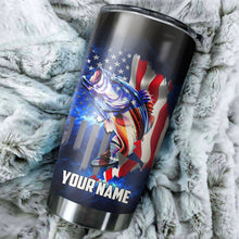 Load image into Gallery viewer, 1PC Bass Fishing Tumbler American Flag patriotic Custom Tumbler Cup Personalized Fishing gift NQS459