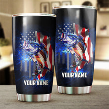 Load image into Gallery viewer, 1PC Bass Fishing Tumbler American Flag patriotic Custom Tumbler Cup Personalized Fishing gift NQS459