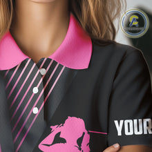 Load image into Gallery viewer, Black and pink Women golf polo shirts custom golf clubs team golf shirts, golf tops for ladies NQS10117