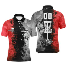 Load image into Gallery viewer, Custom name and number Disc Golf basket Men polo shirts, disc golf shirts for men | Red NQS8054