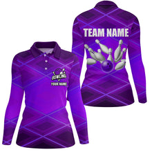 Load image into Gallery viewer, Womens bowling shirt Custom neon purple bowling team league jerseys, gifts for bowlers NQS8715