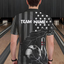 Load image into Gallery viewer, Personalized Black American flag Lightning thunder Custom Bowling Team Shirts For Mens Bowling Jersey NQS9538