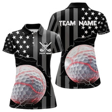 Load image into Gallery viewer, Personalized Black American flag Lightning thunder Custom Golf Polo Team Shirts For Women Golf apparel NQS9540