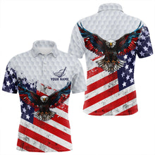 Load image into Gallery viewer, Personalized American Flag Eagle White Men golf polo shirts Custom patriotic golf tops for Men NQS9541