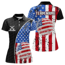 Load image into Gallery viewer, Personalized Black Camo Golf Polo Shirts For Women Custom American Flag patriotic golf shirts outfit NQS9698