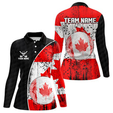 Load image into Gallery viewer, Personalized Black Camo Golf Polo Shirts For Women Custom Canadian Flag patriotic golf shirts outfit NQS9699