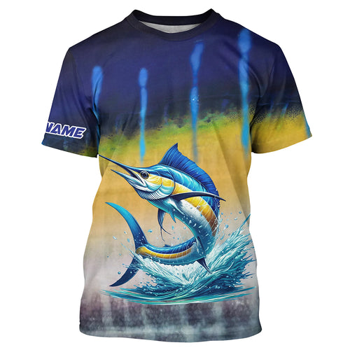 Personalized Marlin Fishing jerseys, Marlin scales UV protection performance saltwater fishing shirt NQS5254