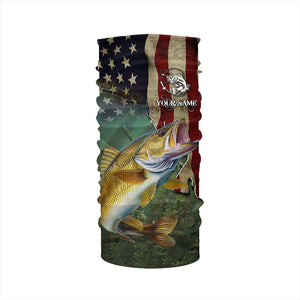Walleye Fishing 3D American Flag Patriotic Customize name UV protection long sleeve fishing shirts NQS467