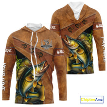 Load image into Gallery viewer, Walleye fishing UV protection custom name fishing shirts, performance shirts for men, women, kid NQS10265