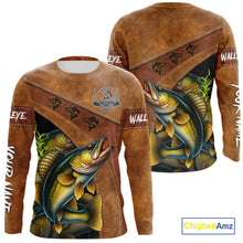 Load image into Gallery viewer, Walleye fishing UV protection custom name fishing shirts, performance shirts for men, women, kid NQS10265
