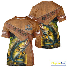 Load image into Gallery viewer, Walleye fishing UV protection custom name fishing shirts, performance shirts for men, women, kid NQS10265