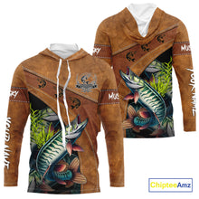 Load image into Gallery viewer, Musky fishing UV protection custom name fishing shirts, performance shirts for men, women, kid NQS10266