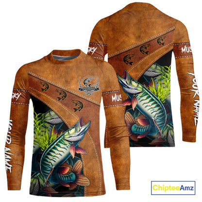 Musky fishing UV protection custom name fishing shirts, performance shirts for men, women, kid NQS10266