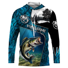 Load image into Gallery viewer, Bass fishing Blue camo UV protection Customize name long sleeves personalized gift for Adult, kid NQS853