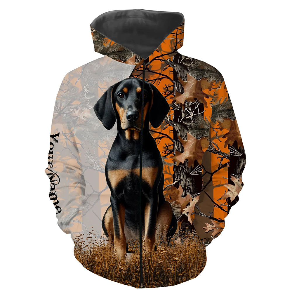 Coonhound dog hunting orange camo Custom Name Full Printing Shirts, best coon hunting dog Hunting Gift NQS4136