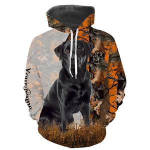 Black Labrador Retriever dog hunting orange camo Custom Name Full Printing Shirts, Labs Hunting Gifts NQS4137