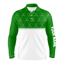 Load image into Gallery viewer, Green and White golf clubs pattern Mens golf polo shirts custom golf attire for men NQS8729