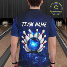 Load image into Gallery viewer, Blue galaxy Butterfly Bowling Polo, Quarter Zip shirts For men Custom Butterfly Team bowling jersey NQS11268