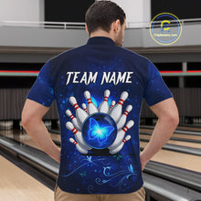 Load image into Gallery viewer, Blue galaxy Butterfly Bowling Polo, Quarter Zip shirts For men Custom Butterfly Team bowling jersey NQS11268
