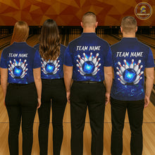 Load image into Gallery viewer, Blue galaxy Butterfly Bowling Polo, Quarter Zip shirts For men Custom Butterfly Team bowling jersey NQS11268