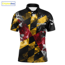 Load image into Gallery viewer, Smoke Maryland Flag Black Golf Polo shirts for Men Custom patriotic Team Mens Golf Outfit NQS11467