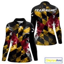 Load image into Gallery viewer, Smoke Maryland Flag Black Golf Polo shirts for Women Custom patriotic Team Ladies Golf Outfit NQS11467