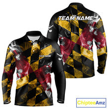 Load image into Gallery viewer, Smoke Maryland Flag Black Golf Polo shirts for Men Custom patriotic Team Mens Golf Outfit NQS11467