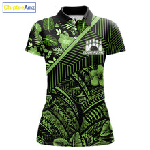 Load image into Gallery viewer, Black and Green tribal pattern Bowling Polo, 1/4 zip Shirts For Women Custom Team Bowling Jerseys NQS11469