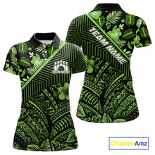 Load image into Gallery viewer, Black and Green tribal pattern Bowling Polo, 1/4 zip Shirts For Women Custom Team Bowling Jerseys NQS11469