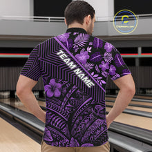 Load image into Gallery viewer, Black and Purple tribal pattern Bowling Polo, 1/4 zip Shirts For Men Custom Team Bowling Jerseys NQS11470