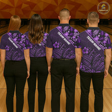 Load image into Gallery viewer, Black and Purple tribal pattern Bowling Polo, 1/4 zip Shirts For Men Custom Team Bowling Jerseys NQS11470