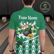 Load image into Gallery viewer, Green argyle pattern St Patrick Bowling Polo, 1/4 zip shirts for Men Custom team bowling jerseys NQS11477