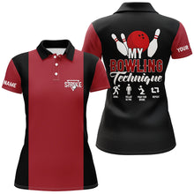 Load image into Gallery viewer, Custom Red black bowling shirt for women – personalized team jersey front view