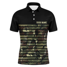 Load image into Gallery viewer, Green golf camo black Mens golf polo shirts custom name golf tops for mens, golfing gifts NQS5952